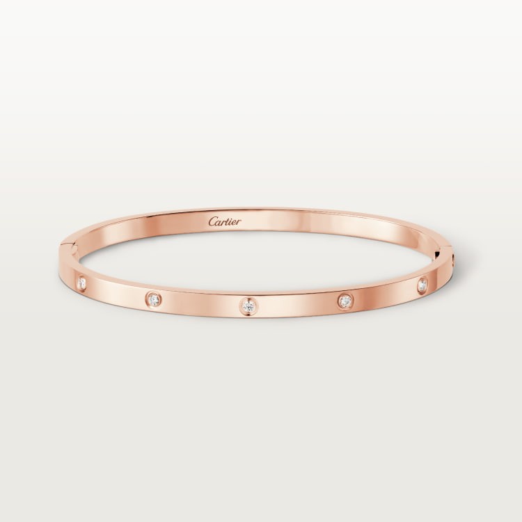 LOVE bracelet, small version, set with 10 diamonds and 18K rose gold